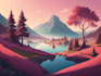 draw pixel art background, landscape, illustration