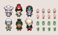 create pixel art, battle sprite, sprite sheet animation, blast sprite