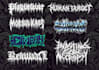 draw a metal, grind core, sludge logo