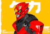 draw cyberpunk helmet  armor character vector illustration