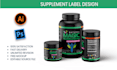 create supplement bottle pharmaceutical label, pouch and box packaging designs