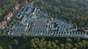 do aerial view, urban design with 3d model rendering