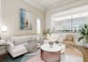 do interior decor and design of a living room, bedroom, kitchen, and bathroom