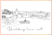 draw a detailed building line art, ancient, architecture etc