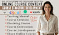 create ebook online course, course outline, book formatting, course curriculum