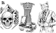 make a black and white detailed vector illustration