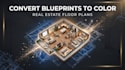 convert blueprint to colored floor plan