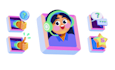 illustrate and animate a stickers collection