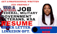 craft federal resume ksa response for military government veteran, and usajobs
