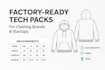 3d design, fashion tech pack for a clothing, team wear