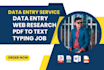 do any type of data, copy paste, web research and typing job