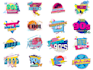 design 70s 80s 90s typography pop style logo design