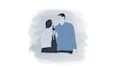 draw a potrait with blue and gray color style