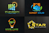 do modern electrical solar panel, power and energy logo design