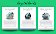 give 200 editable crystal meaning cards, printable gemstone cards