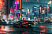 draw a cyberpunk synthwave city for you