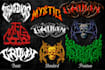 custom death metal, metalcore, deathcore logo with texture and chrome effect