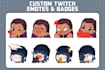 draw custom cute chibi twitch discord emotes or sticker for you