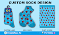 create knitting, sublimation, and printed custom sock design