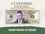 add your image and add custom text on dollar bill