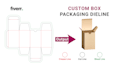create custom box packaging dieline, cut lines template and diecut