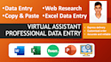 do data entry, web research, excel data entry, and pdf to excel