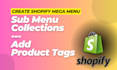 do shopify mega menu creation and shopify collections fast