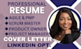 write a professional project management, scrum master and agile resume