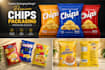 modern food and snack label for pouch, chips and bottle