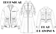 create fashion flat illustration, technical flat sketches