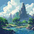 draw pixel landscape and friendship portrait