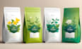 design premium tea pouch, tea label and box packaging