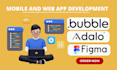 develop bubble io webapp, adalo mobile app, bubble developer, figma, framer