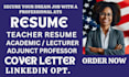craft a professor, teacher, adjunct, online instructor, and academic resume