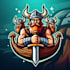 design modern viking ship mascot logo