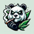 make modern smoking leaf panda mascot logo design