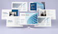 design presentation, keynote, pitch desk with animation in powerpoint and canva