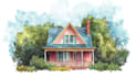 draw watercolor house character caricature and friendship portrait
