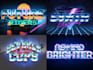 make 80s futuristic synthwave retro logo with 3d chrome neon