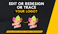 redesign, modify, refresh, edit, fix, redraw, alter, amend, update your logo