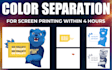 do spot and simulated color separation for screen printing