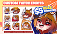 draw custom twitch emotes, chibi emotes, animated emotes, vtuber emotes for you