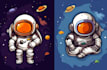 do cartoon, astronaut, space mascot logo illustration