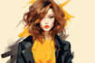 create feminine character logo and friendship portrait
