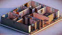 create axonometric 3d architecture model animation with phasing