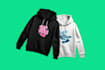 hoodie design with custom design and varsity jacket plus 3d mockup