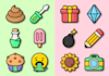design unique and cute illustration icons