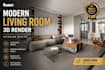 create living room interior photo realistic 3d cgi rendering