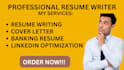 craft you banking and finance resume, cover letter, linkedin profile,