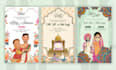 design wedding invitation card with couple illustration